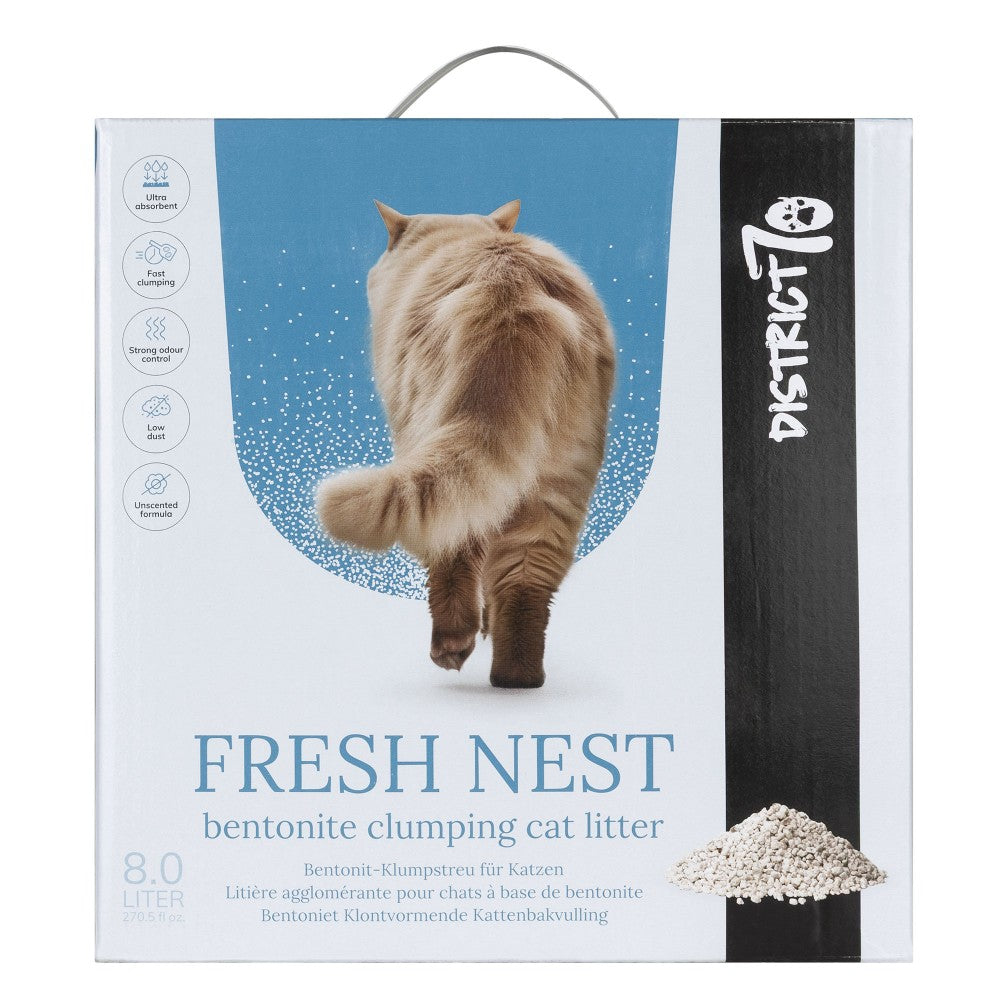 Klontvormende kattenbakvulling van 100% natuurlijk bentoniet - FRESH NEST District 70
