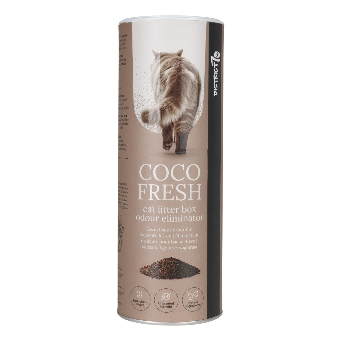 Natuurlijke kattenbak geurverwijderaar met kokos koffie en bamboe - COCO FRESH District 70