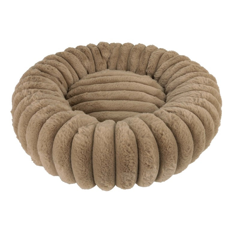 Ronde kattenmand met opstaande rand in beige - RIBBA District 70