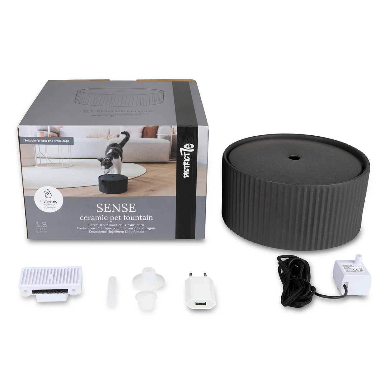 Drinkfontein van keramiek in beige productfoto - SENSE District 70