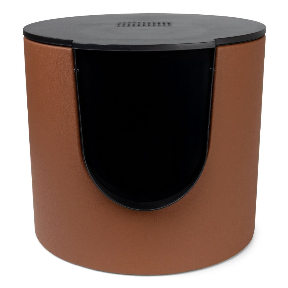 Stijlvolle kattenbak in faux leather cognac - FUSE District 70