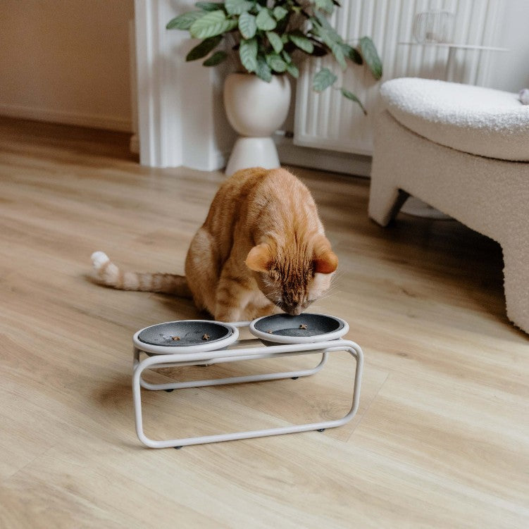 BUTLER voerbakstandaard voor katten in beige lifestyle - District 70