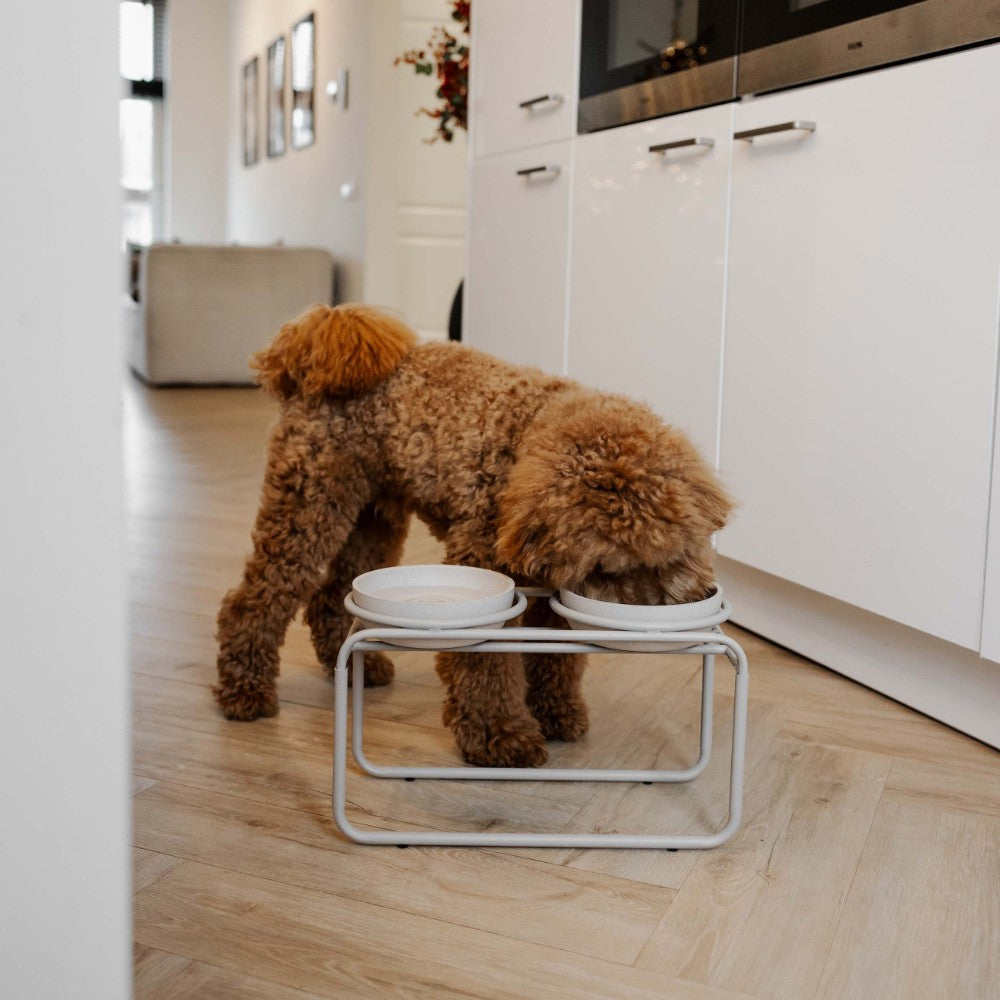 Voerbakstandaard hond maat M in beige lifestyle - BUTLER District 70